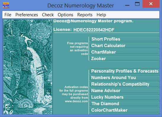 Numerology software by Decoz allows you to make unlimited numerology readings and charts 